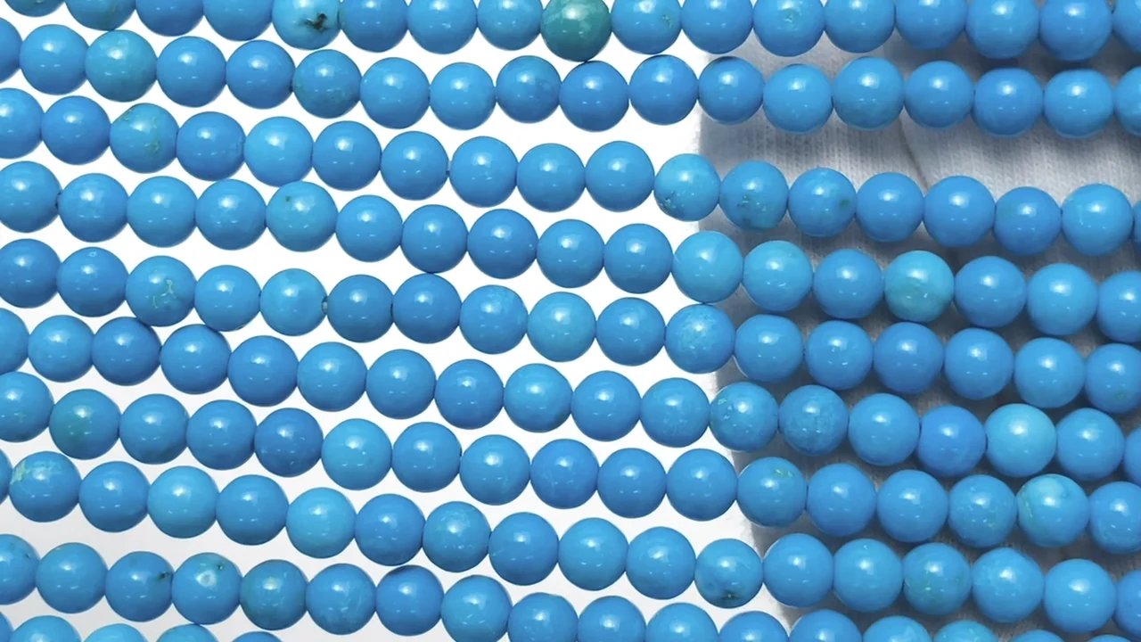 マグネサイトターコイズ ラウンド4mm ブルーカラー 1連｜天然石ビーズ