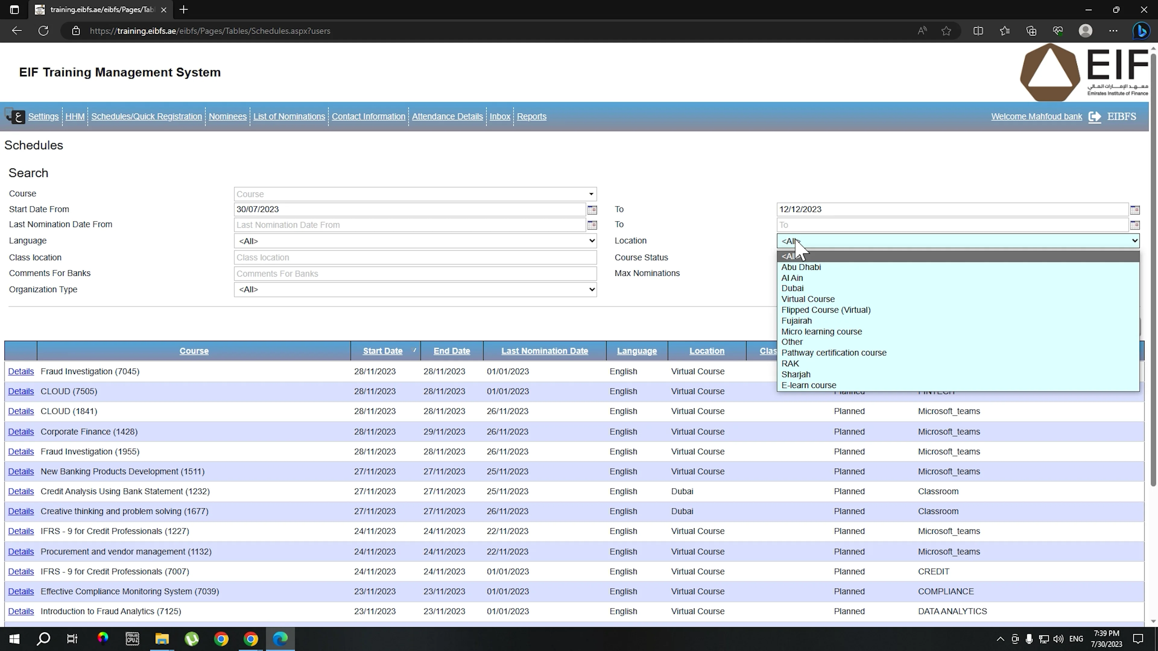 EIF Portal training