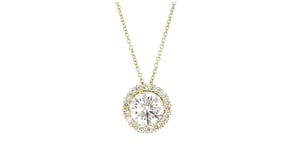 2.00 ct. t.w. Lab-Grown Diamond Halo Pendant Necklace in 14kt Yellow Gold