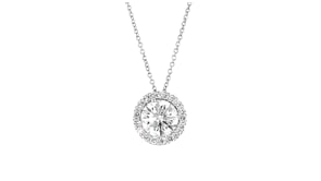 2.00 ct. t.w. Lab-Grown Diamond Halo Pendant Necklace in 14kt White Gold
