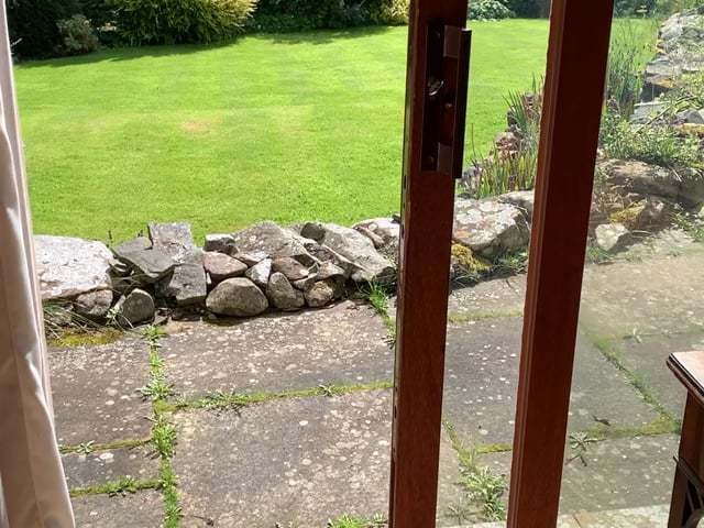 Video 1: View, over the pond, from the bottom of the garden up to the house.