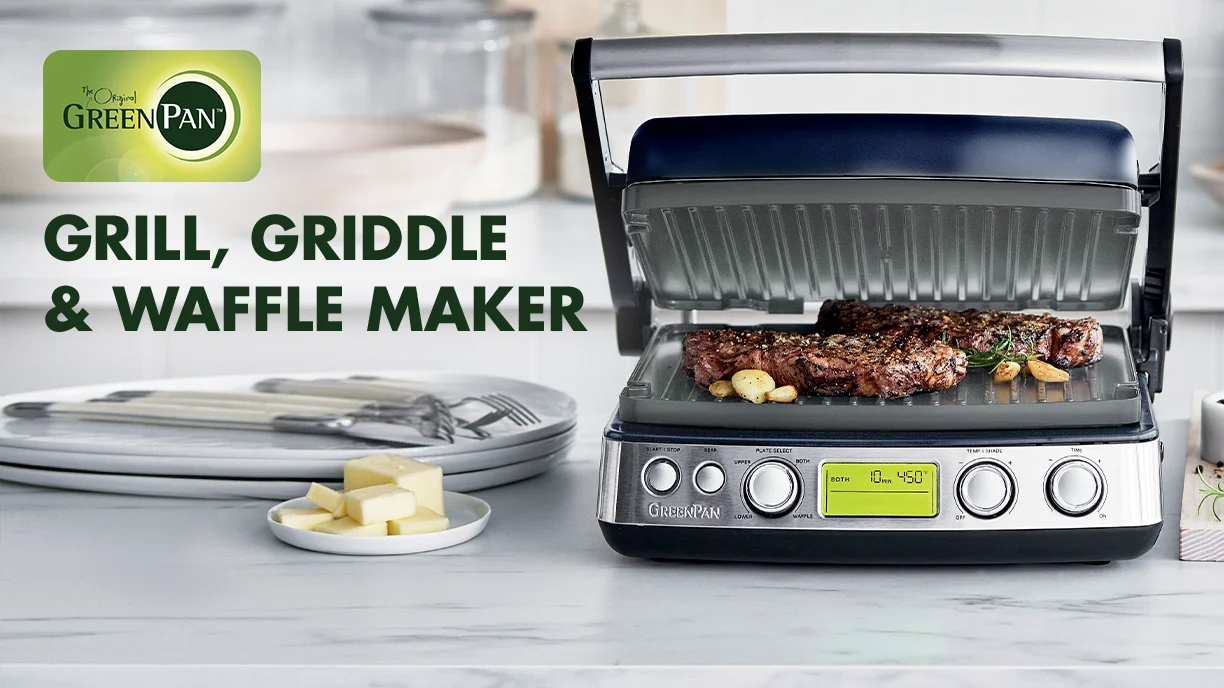 Elite Multi Grill, Griddle & Waffle Maker, Oxford Blue