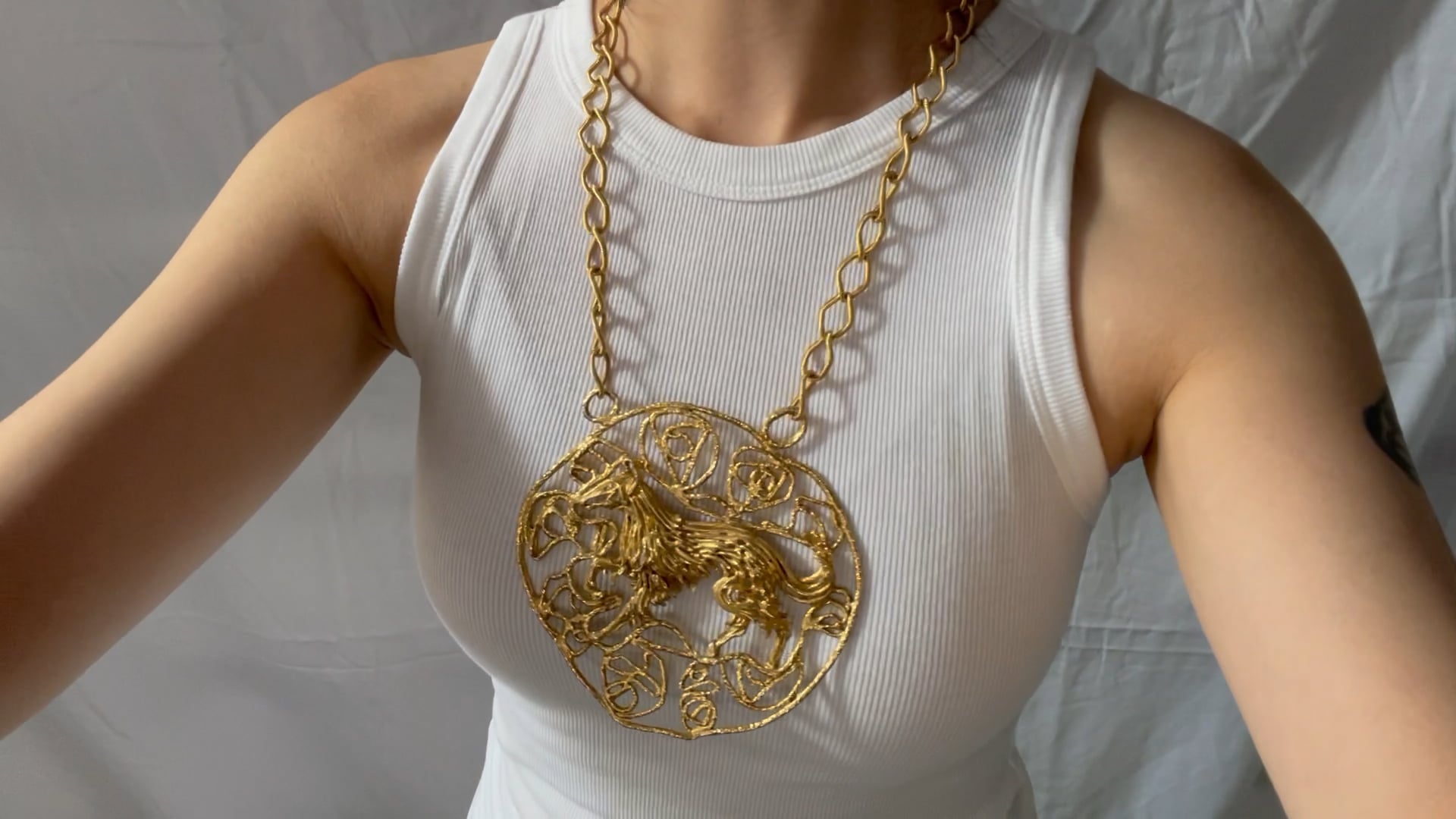 【VINTAGE HOLLYWOOD】Round Ball Lock Long Necklace 19