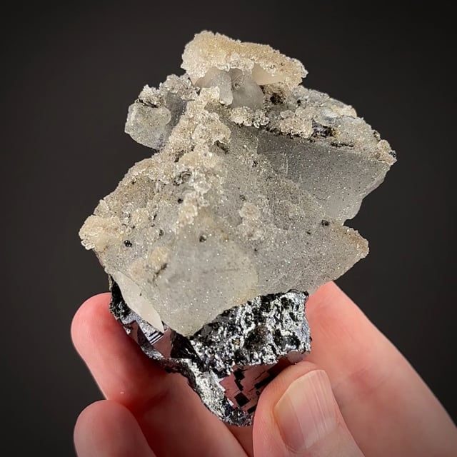 Quartz coating Fluorite on Galena - unique!