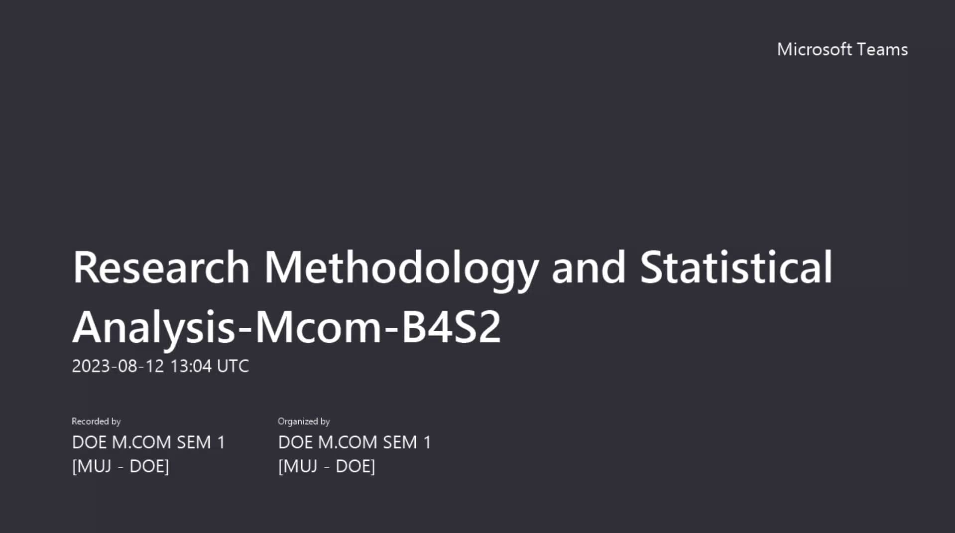 Research Methodology And Statistical Analysis-Mcom-B4s2-20230812 on Vimeo