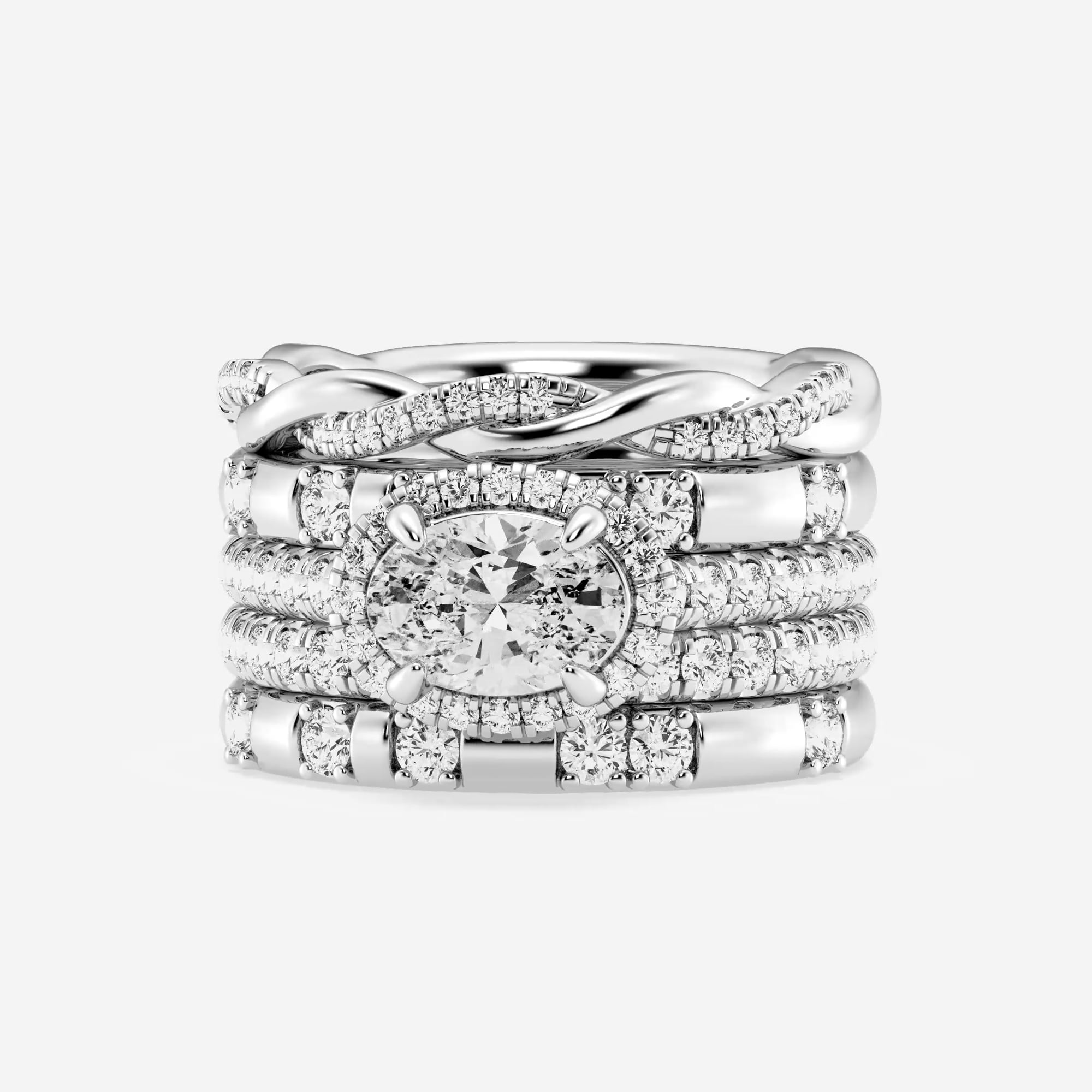 product video for 2 1/4 ctw Oval Lab Grown Diamond East-West Halo Stackable Ring