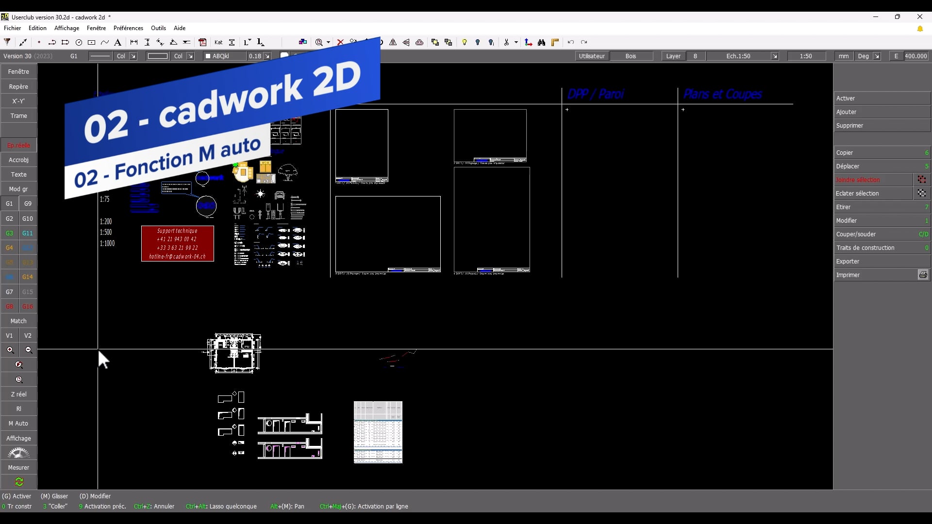 Userclubs v30 - UCv30 - 02 cadwork 2D - 02 Fonction M auto on Vimeo