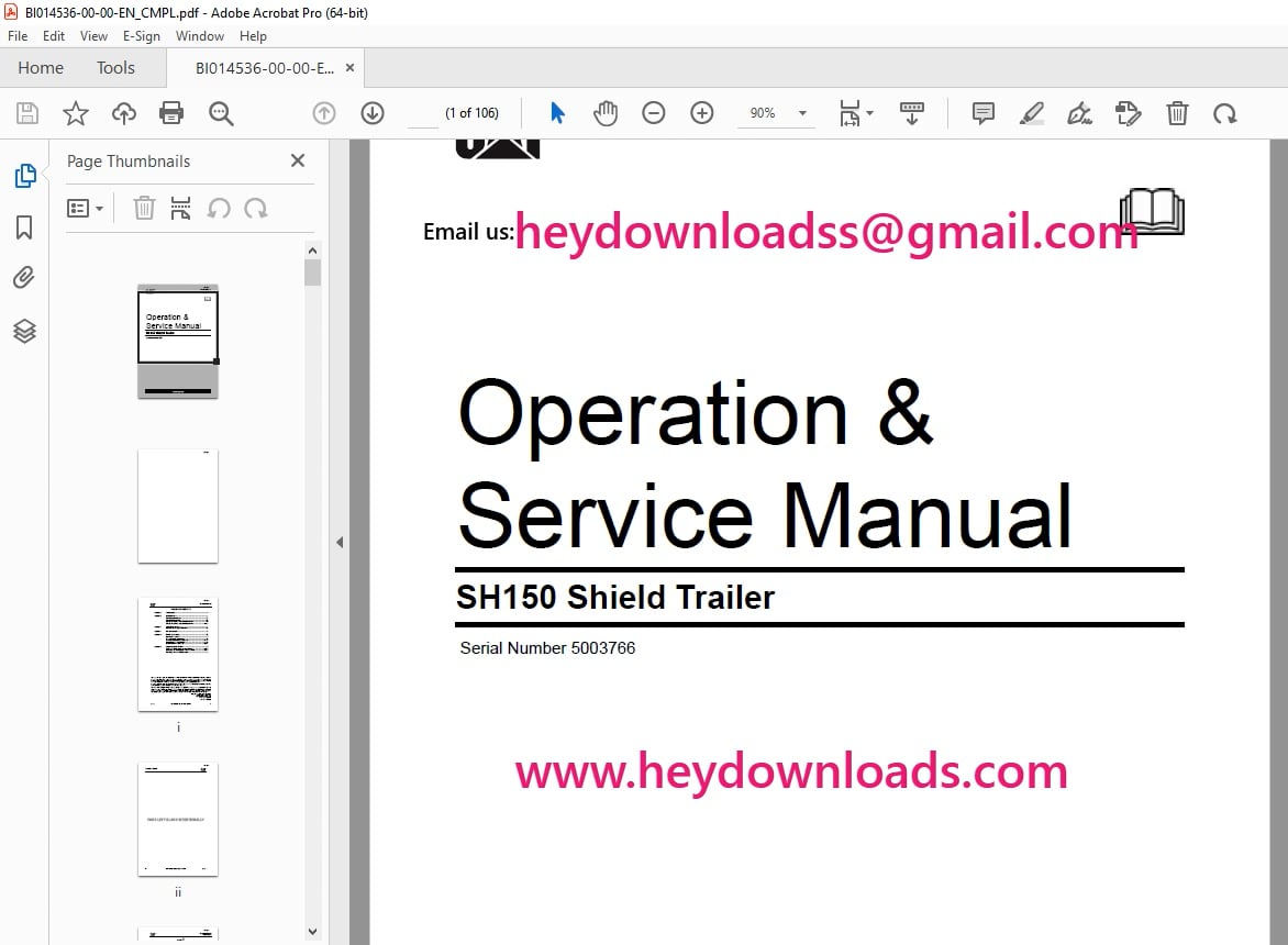 CAT SH150 Shield Trailer Operation & Service Manual SN 5003766 PDF ...