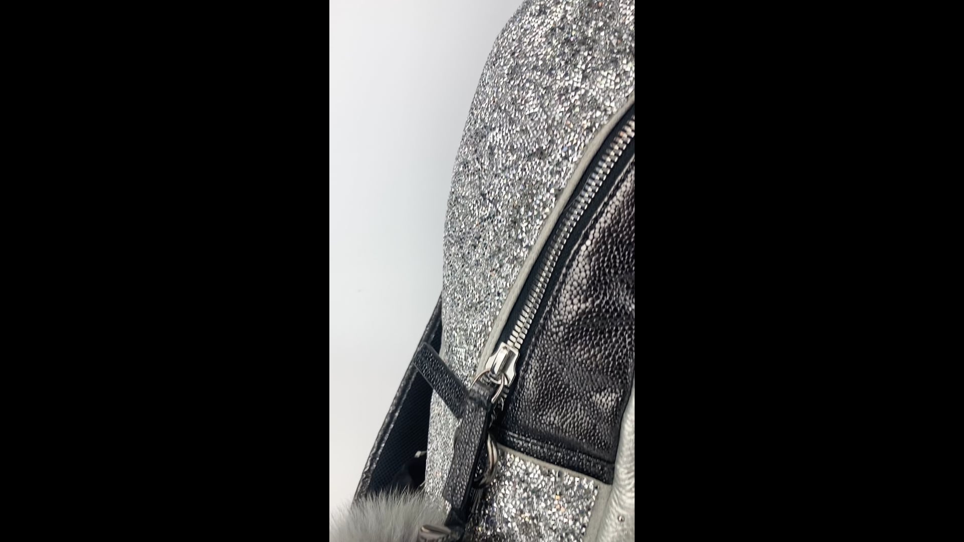 MCM Special Edition Silver Leather Swarovski Crystal 