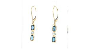 1.40 ct. t.w. Sky and London Blue Topaz Drop Earrings in 14kt Yellow Gold