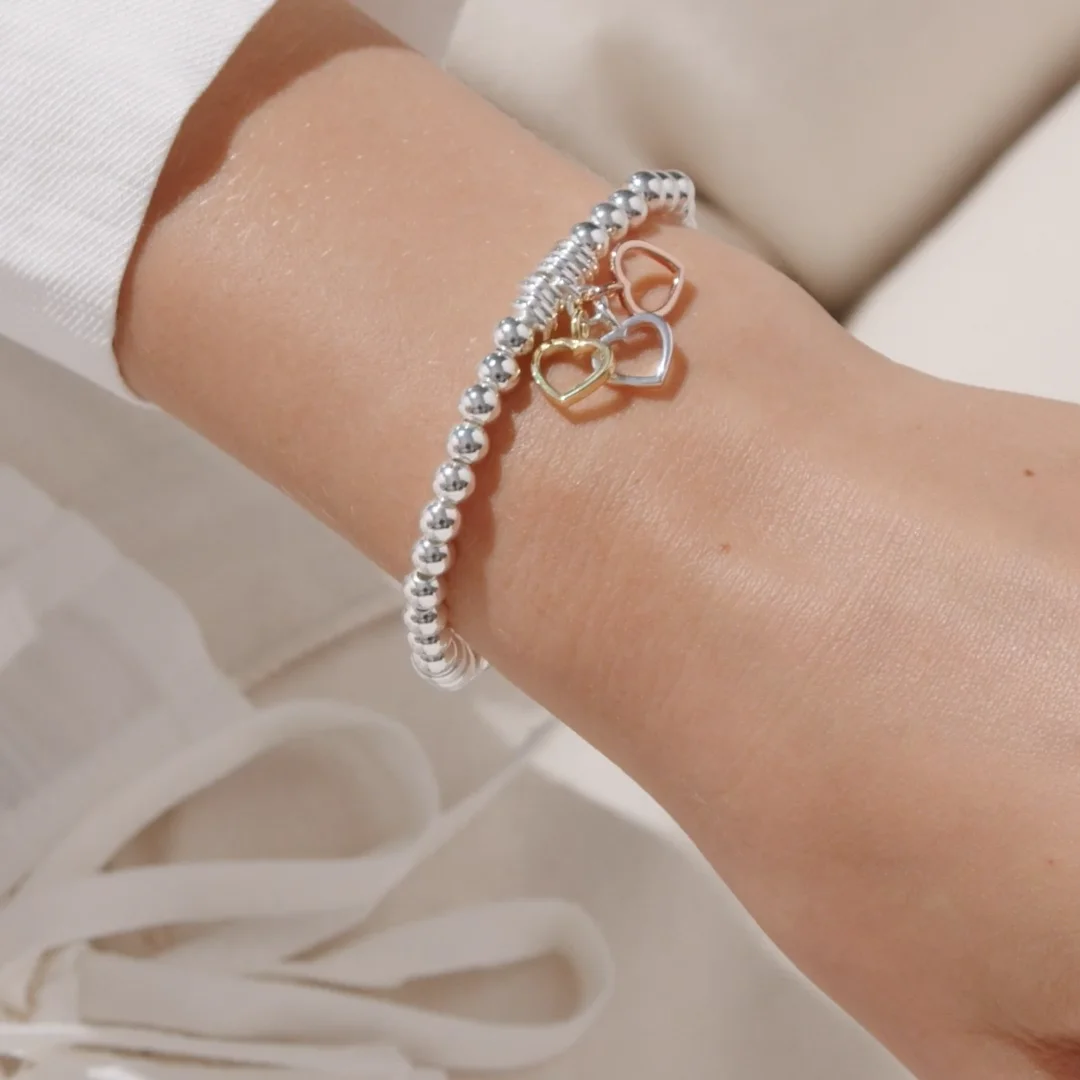 Heart Bracelet Bar Silver, Rose Gold Gold Plated Joma Jewellery