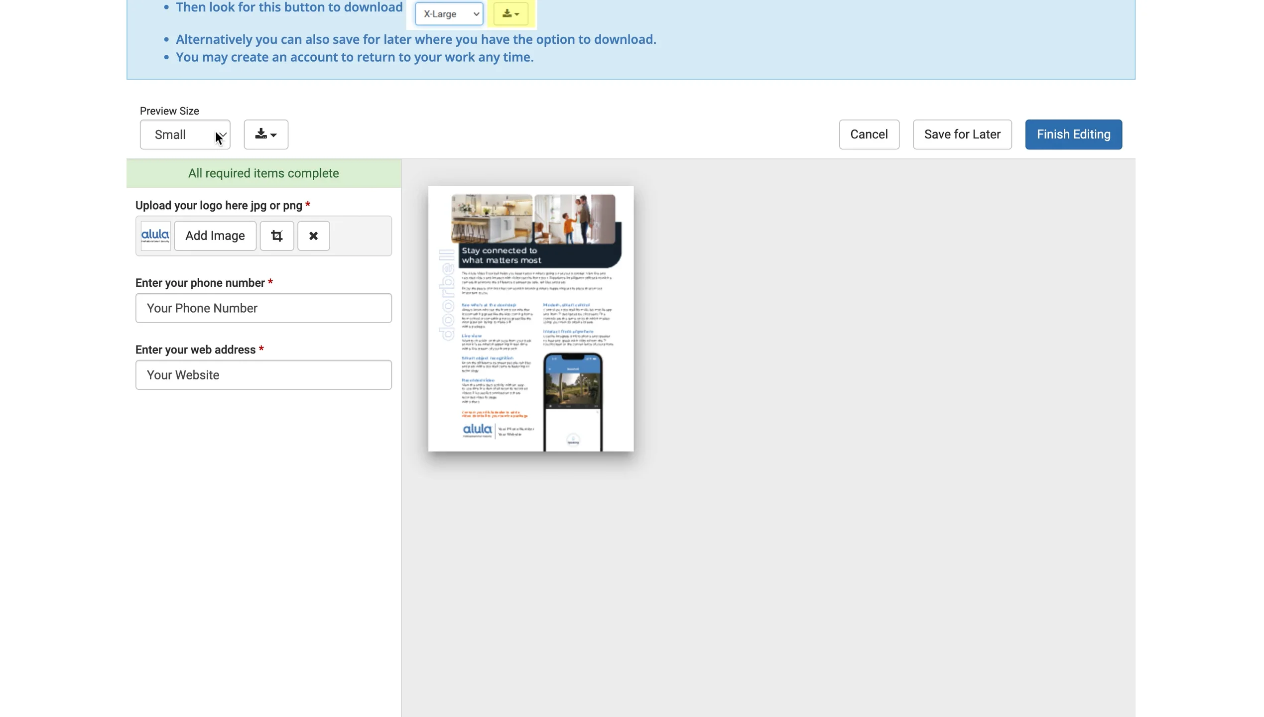 Download from edit doc screen