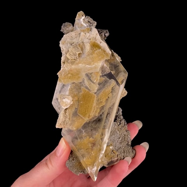 Gypsum var: Selenite with Quartz ''casts'' after Anhydrite