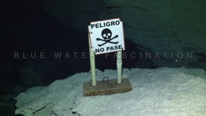 1374_No entry sign in Cenote Tajma Ha, Yucatan Mexico
