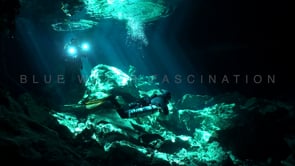 1387_Scuba divers and light reflection from surface inside Cenote Tajma Ha, Yucatan Mexico