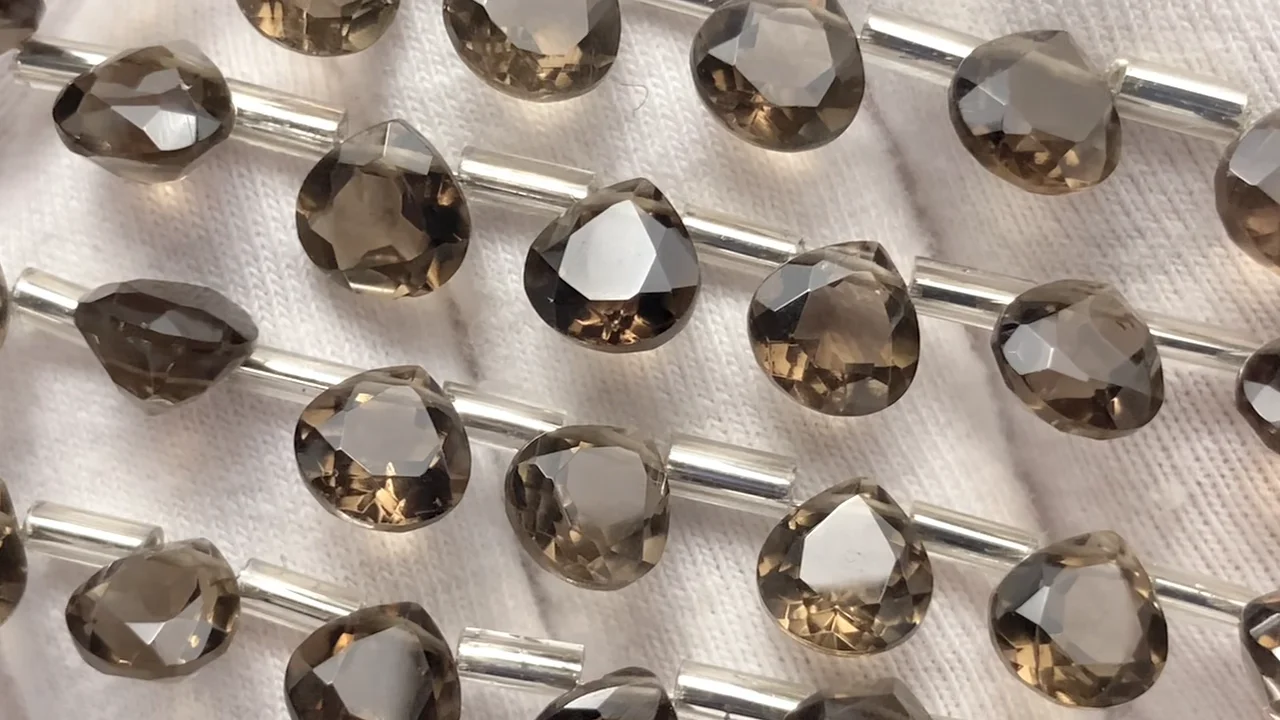 宝石質スモーキークォーツ AAA マロン ファセットカット6×6mm 半連/1連