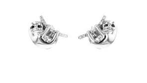 12 ct. t.w. Black and White Diamond Sloth Earrings in Sterling Silver
