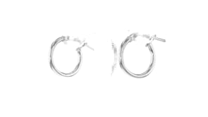 Italian Sterling Silver Jewelry Set Three Pairs of Hoop and Stud Earrings