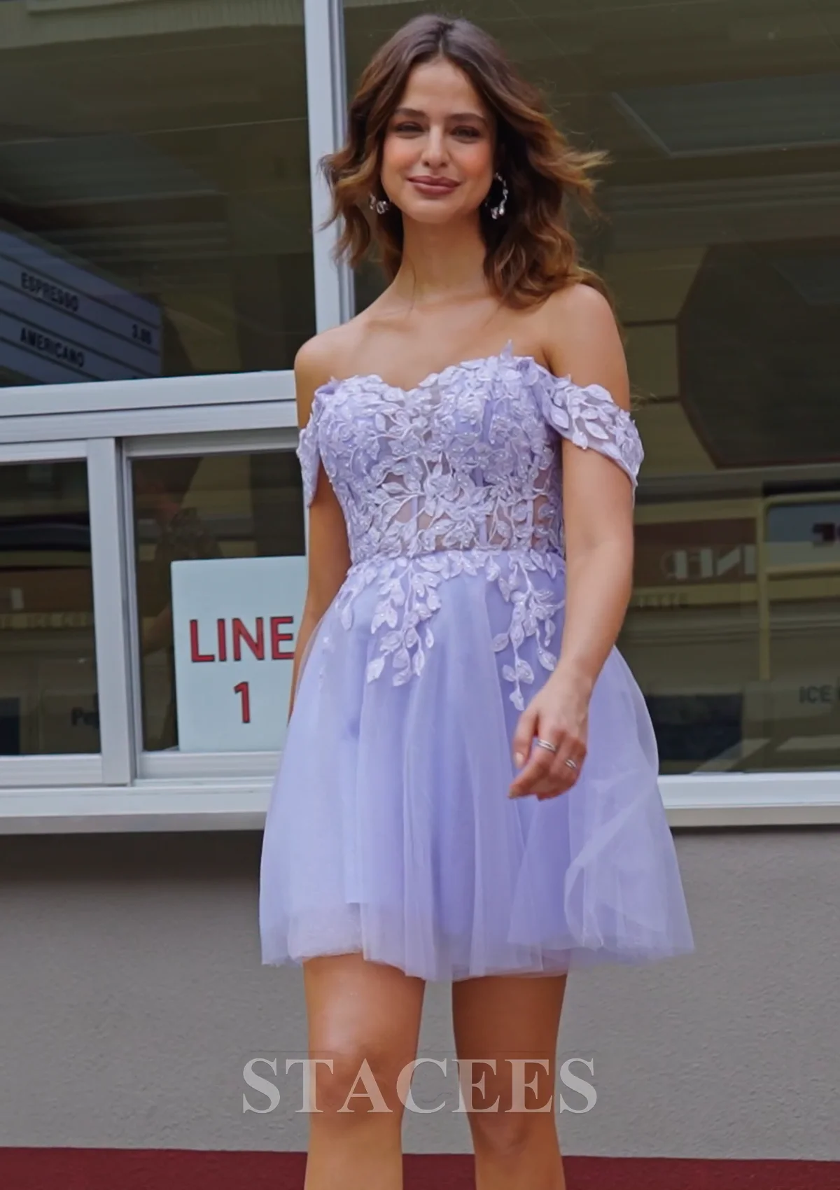 A-line Off-the-Shoulder Sleeveless Short/Mini Tulle