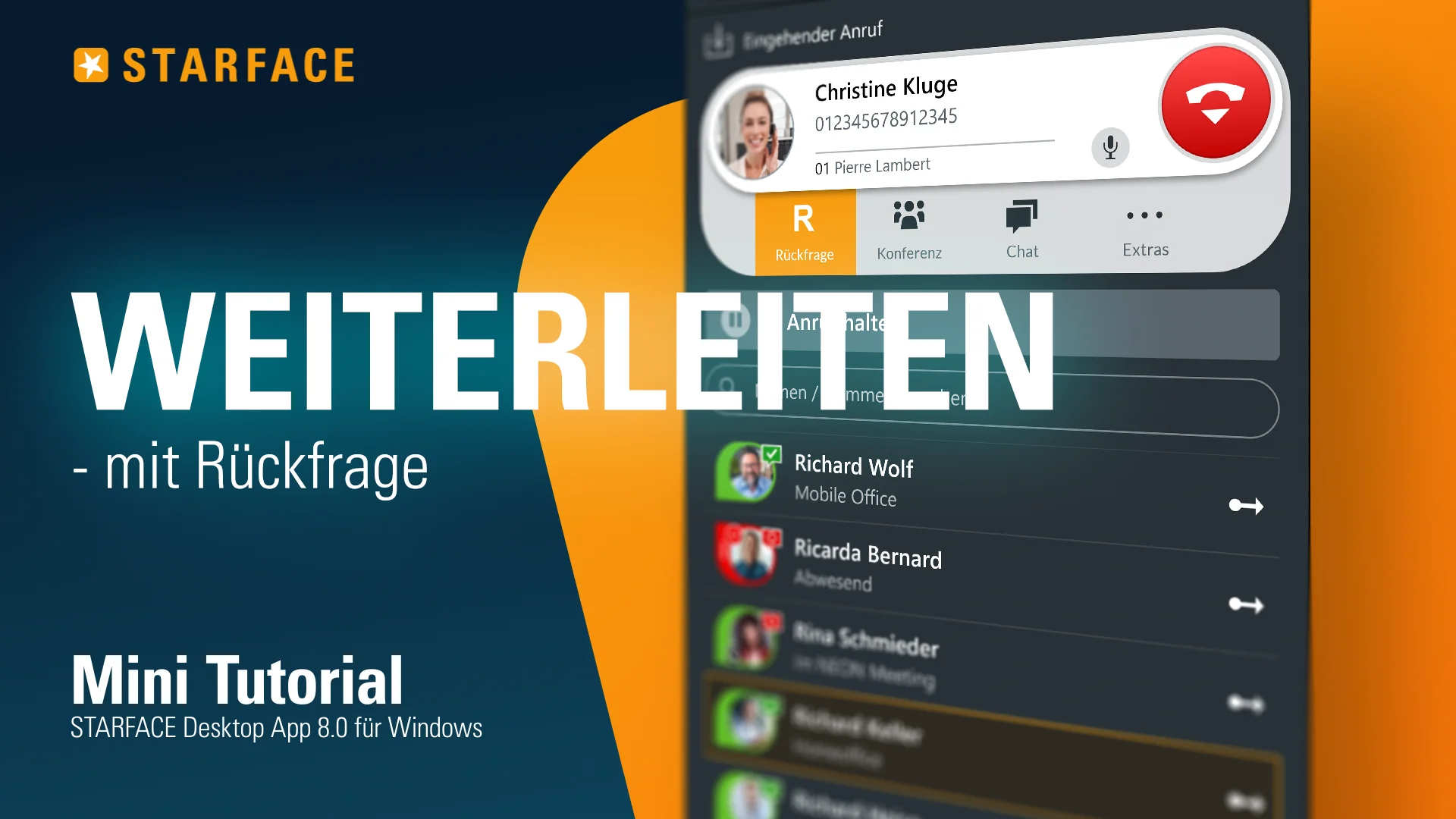 Einen Anruf weiterleiten - STARFACE Windows App für STARFACE 8 ...