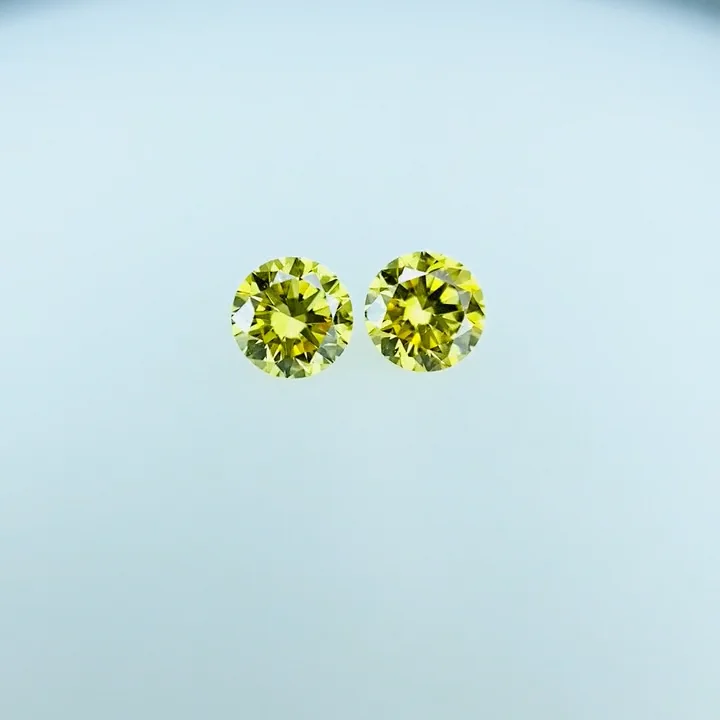 FANCY VIVID YELLOW 0.100ct＆0.093ct/RD/RT2228/CGL