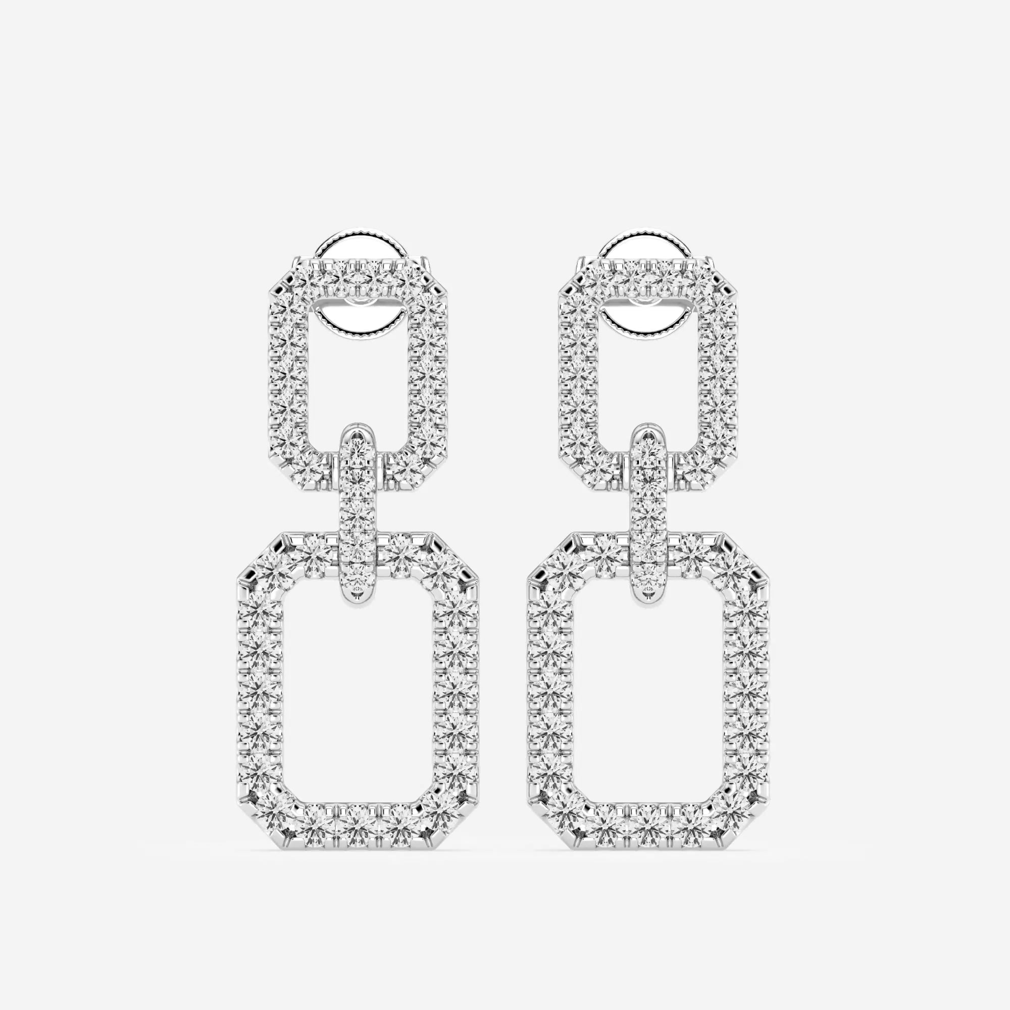 product video for 2 ctw Round Lab Grown Diamond Double Rectangle Drop Earrings
