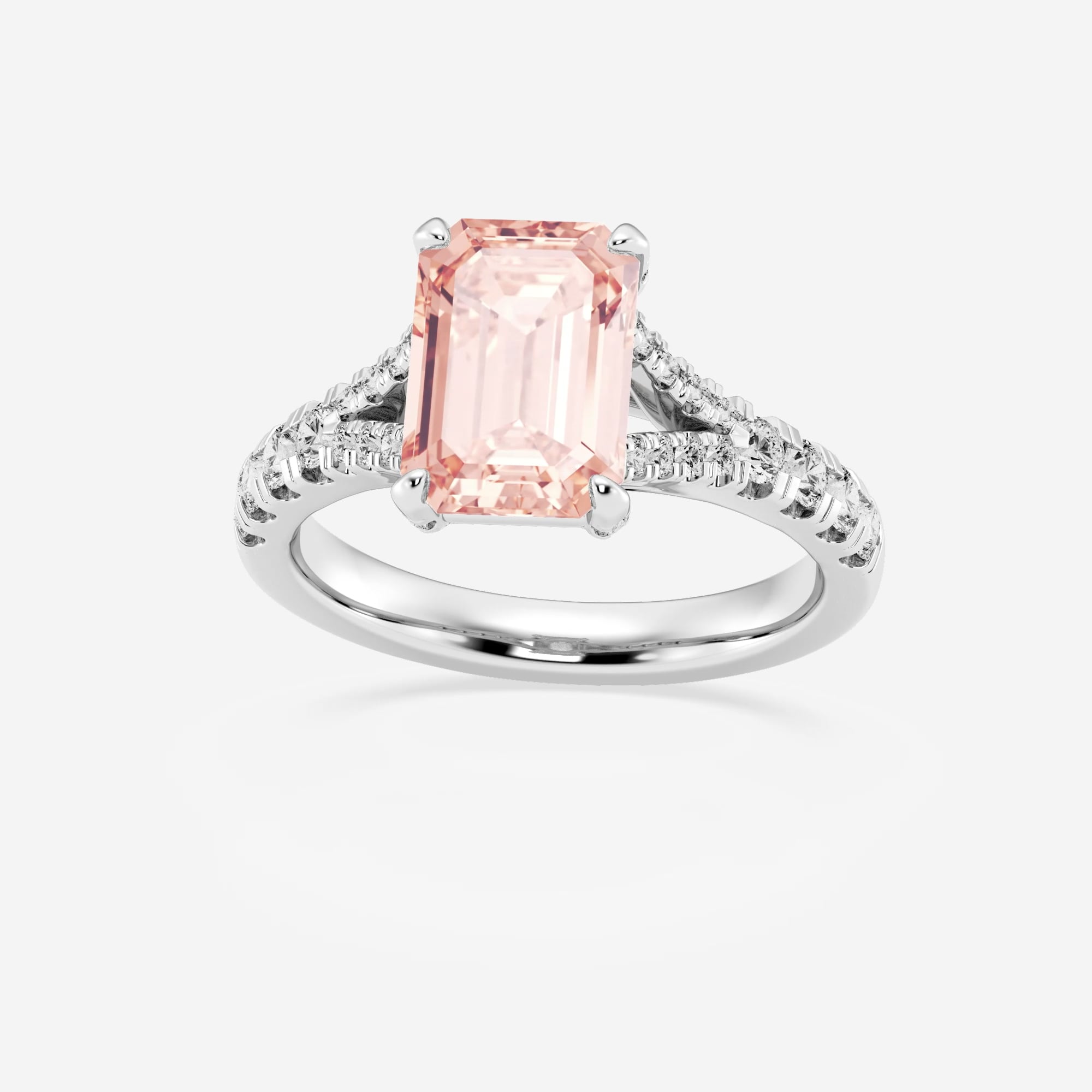 product video for 3 1/2 ctw Fancy Pink Emerald Lab Grown Diamond Split Shank Side Stone Engagement Ring
