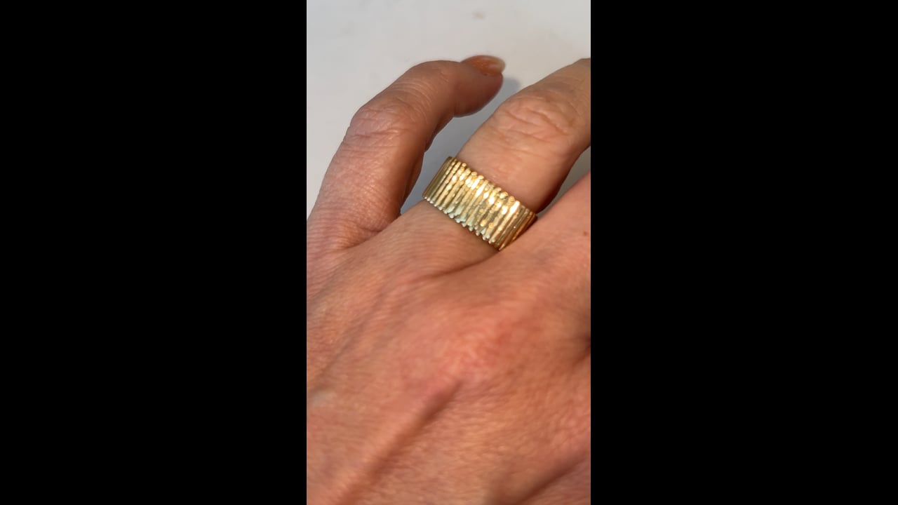 Ultra Wide Ridged Stacking Band in 14k Yellow Gold – Filigree Jewelers