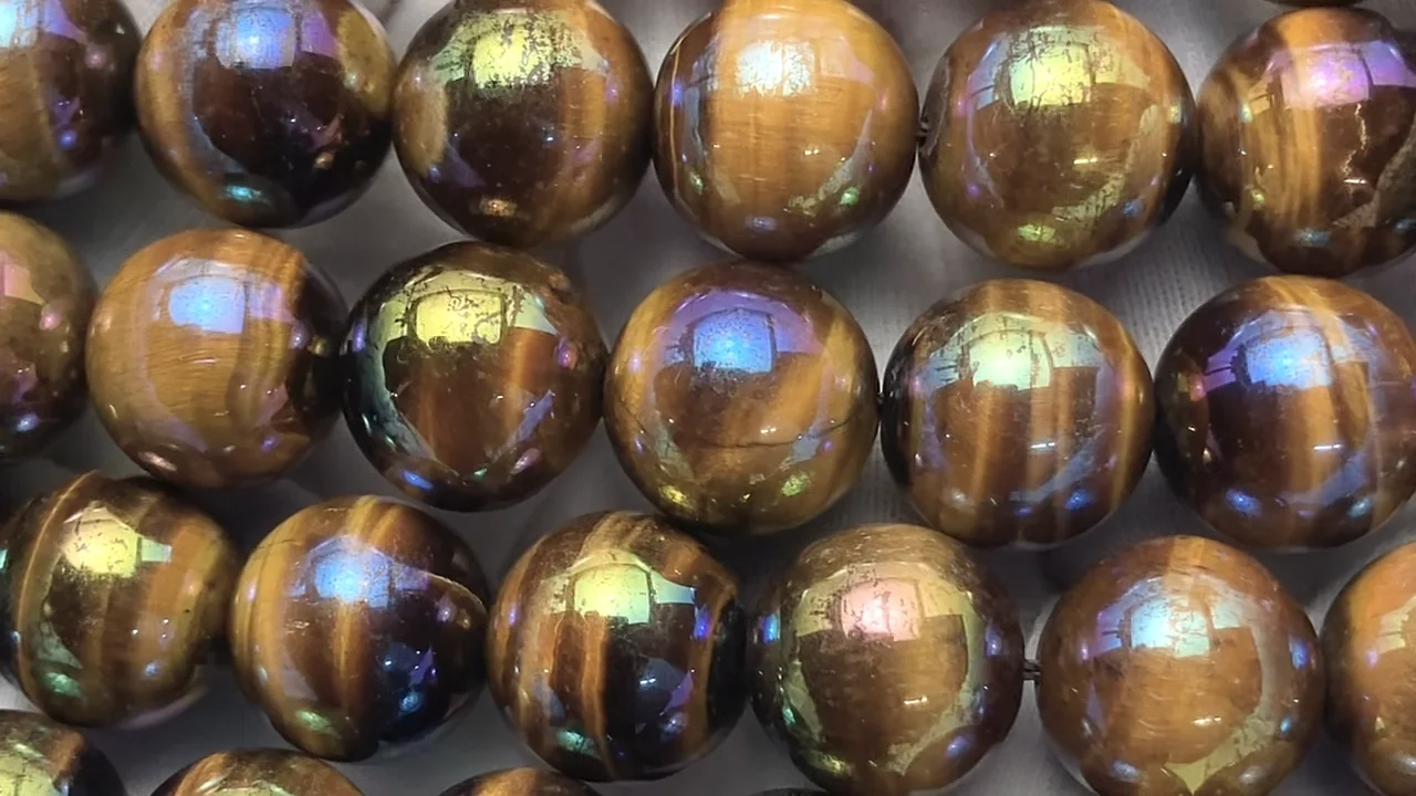 フラッシュ・イエロータイガーアイ ラウンド12mm ｜天然石ビーズの卸