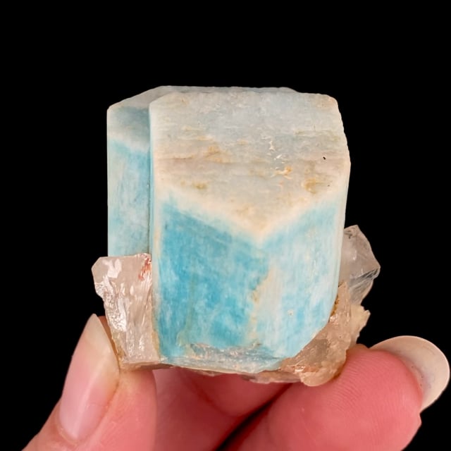 Microcline var: Amazonite (''white cap'' crystals)