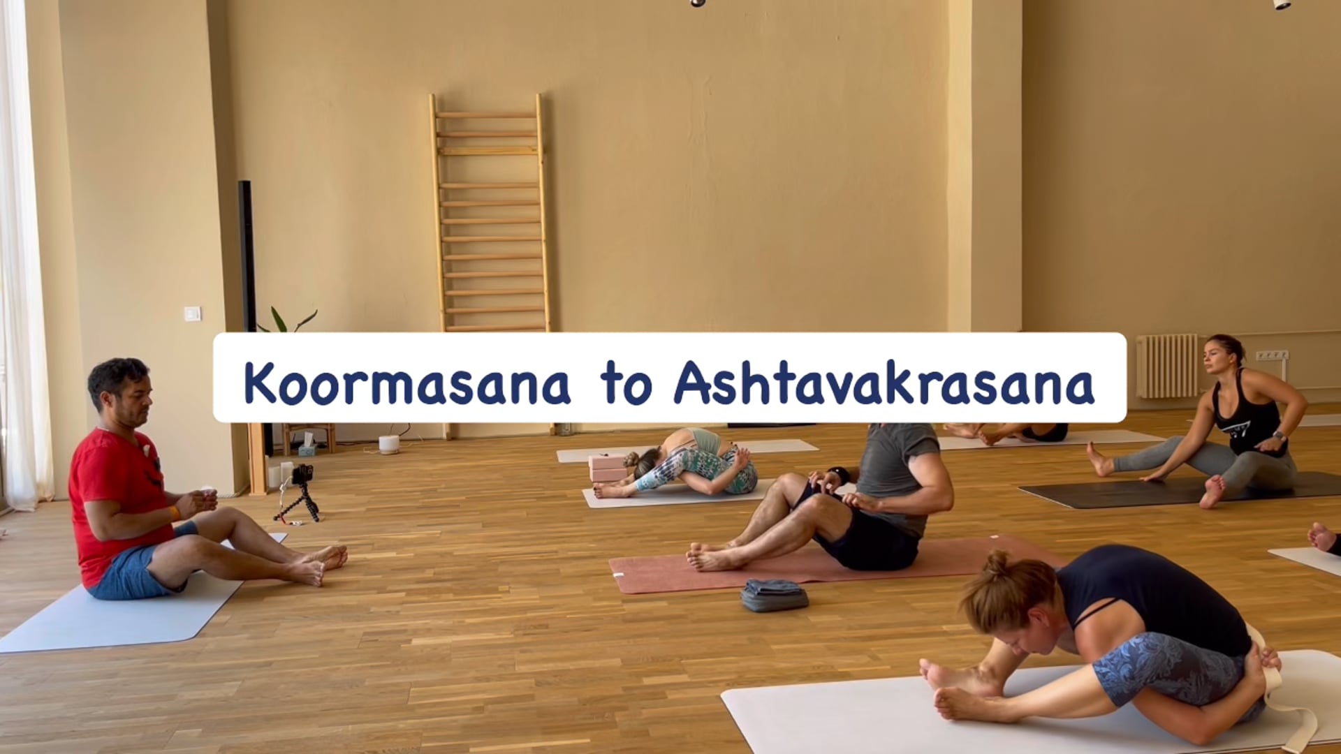 Yoga class on arm balancing