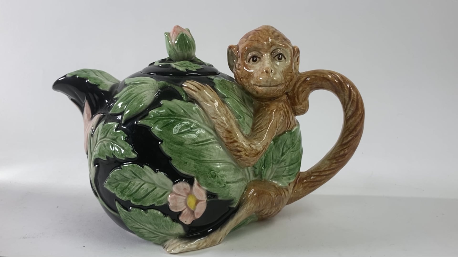 1980s Vintage Fitz and Floyd Rain Forest Majolica Monkey Ceramic