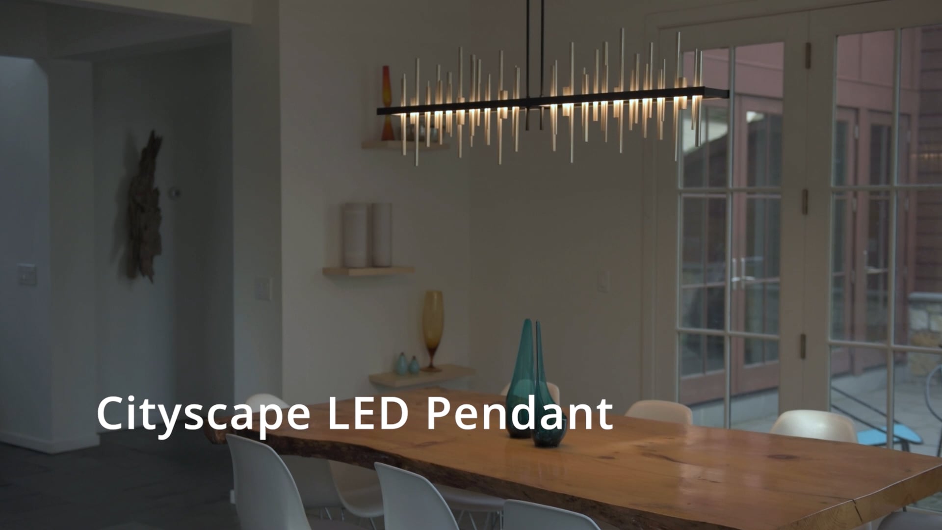 Cityscape Large LED Pendant Modern Brass Sterling Accents Short
