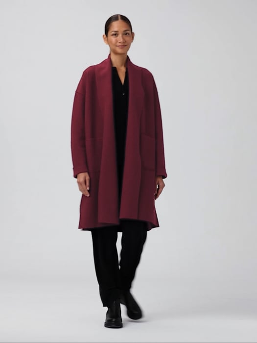Lightweight Boiled Wool High Collar Coat in Regenerative Wool | EILEEN FISHER Lightweight Boiled Wool High Collar Coat in Regenerative Wool | EILEEN FISHER