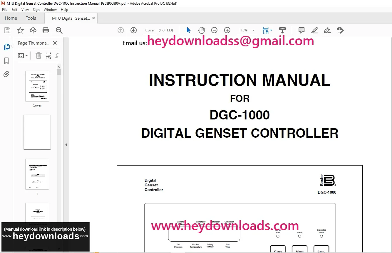 MTU DGC-1000 DIGITAL GENSET CONTROLLER Instruction Manual PDF on Vimeo