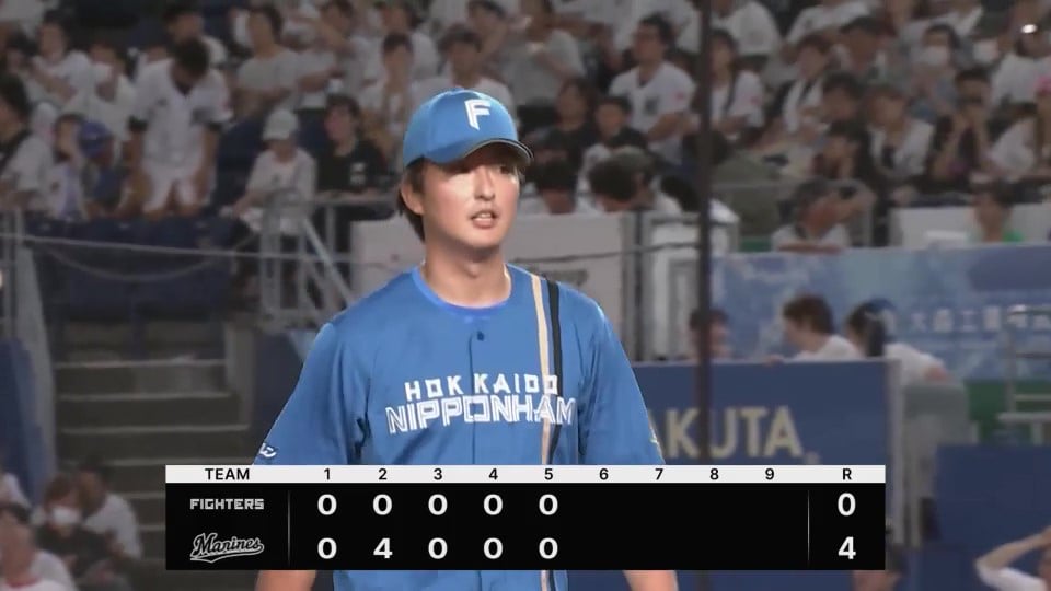 【5回裏】2者連続三振!! ファイターズ・石川直也 1イニングを完璧に抑える好投!!  2023年8月29日 千葉ロッテマリーンズ 対 北海道日本ハムファイターズ