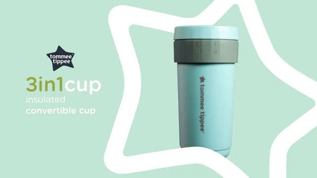 Tommee Tippee 3in1Cup, Insulated Convertible Cup, 18 months+, 10oz, Toddler  Trainer Tumbler, Leakproof Straw, Travel-Friendly Lockable Lid, Teal