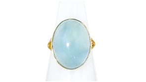20x15mm Aquamarine Cabochon Ring in 14kt Yellow Gold