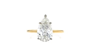3.00 Carat Pear-Shaped Lab-Grown Diamond Solitaire Ring in 14kt Yellow Gold