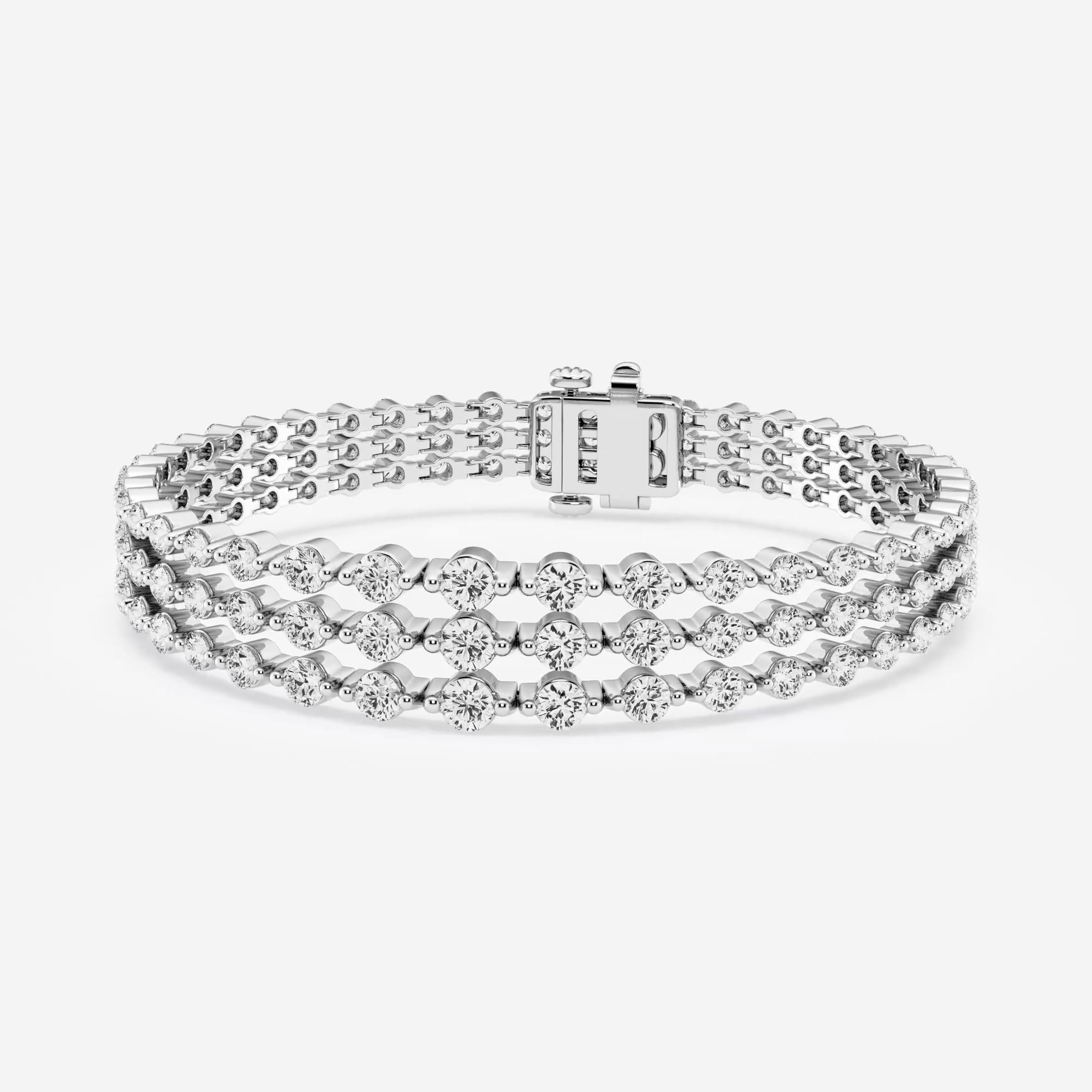 product video for 8 1/2 ctw Round Lab Grown Diamond Triple Row Fashion Bracelet - 6.5 Inches