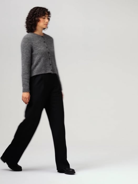 Mohair Plush Mélange Crew Neck Cardigan | EILEEN FISHER Mohair Plush Mélange Crew Neck Cardigan | EILEEN FISHER