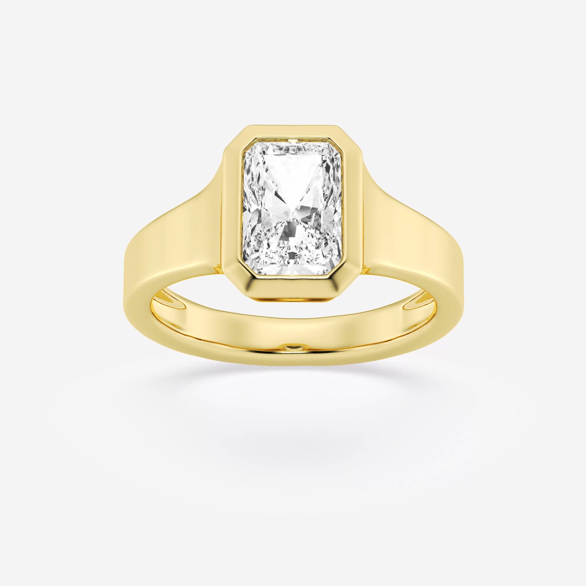 Wide wedding band with deals diamond solitaire