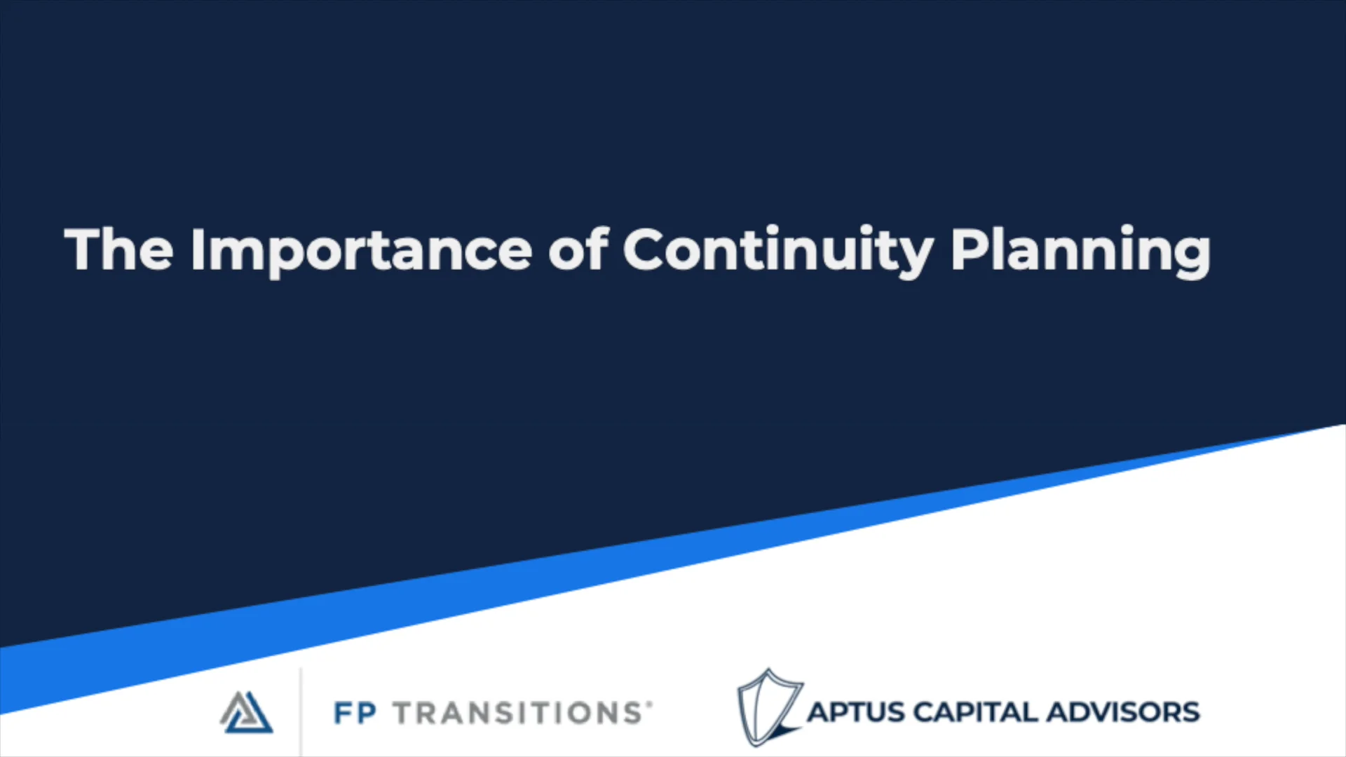 Aptus Continuity Planning Discussion with FP Transitions on Vimeo