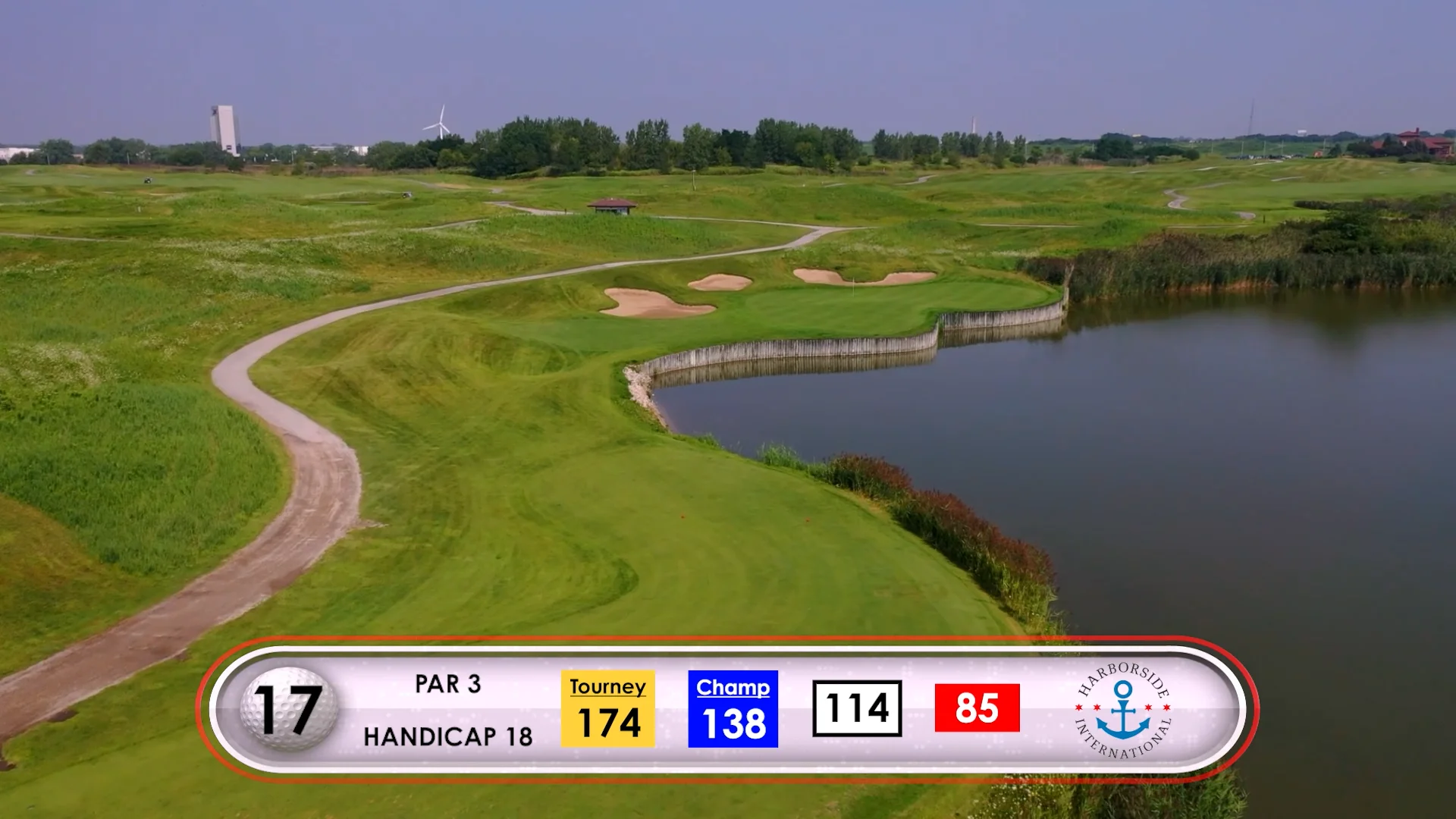 Harborside International Golf Course Starboard Hole 17 Flyover on Vimeo