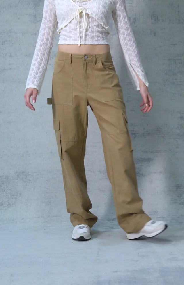 PacSun Tan High Waisted Cargo Pants