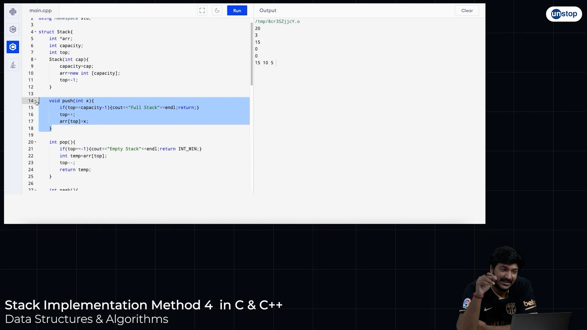 Stack Implementation Method 4 in C & C++ on Vimeo