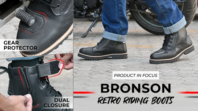 BRONSON - RETRO MOTORCYCLE RIDING BOOTS FOR MEN (BLACK) – ViaTerra