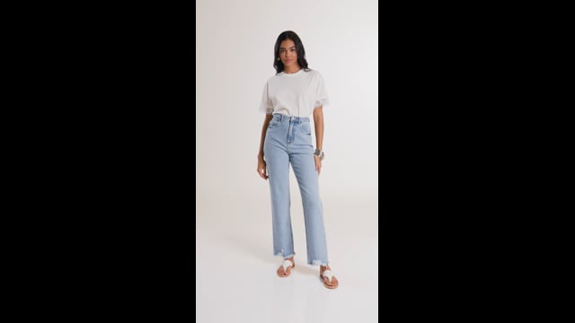 Calça Reta Jeans Alta Zayara Camacho