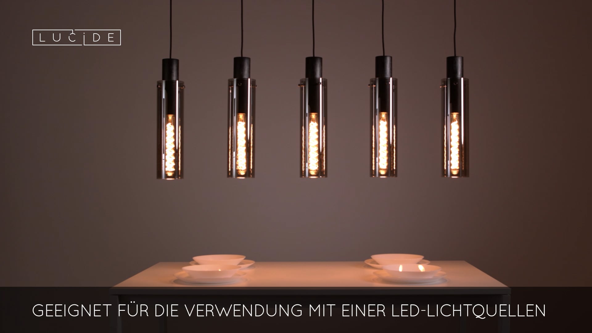 LUCIDE ZINO Pendelleuchte – Ø 10 Cm, 1x E27 Fassung, Rauchfarben Grau, Höhenverstellbar