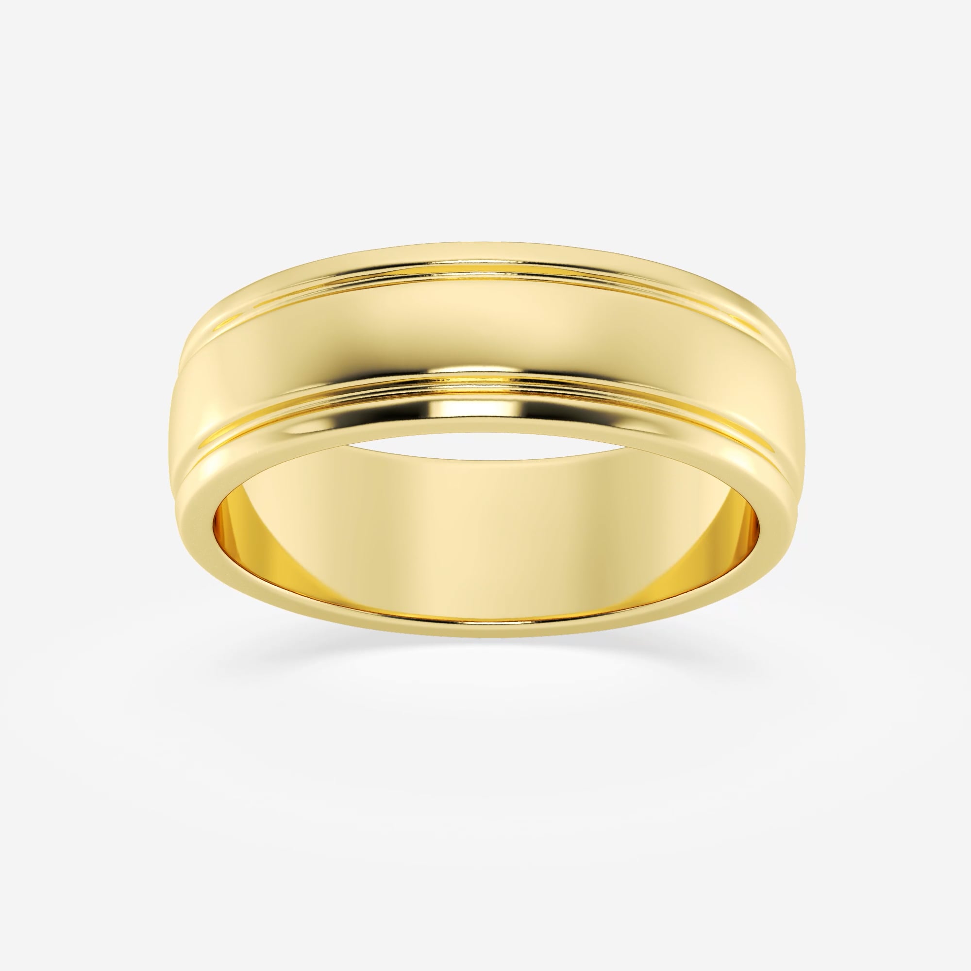 7mm High Polish Inlay Wedding Band 14K Yellow Gold